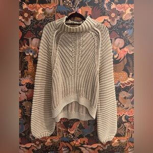 Free People Taupe Cowl Neck Sweater 100% Cotton